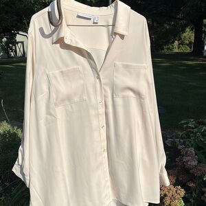 Susan Graver long sleeve cream blouse 20W